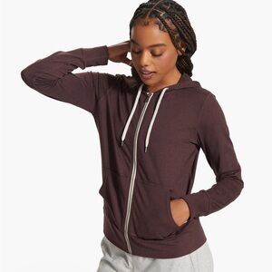 Vuori Purple Zip-Up Hoodie with Drawstrings and Hood